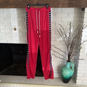 Sundry Red Track Pants with Star Trim